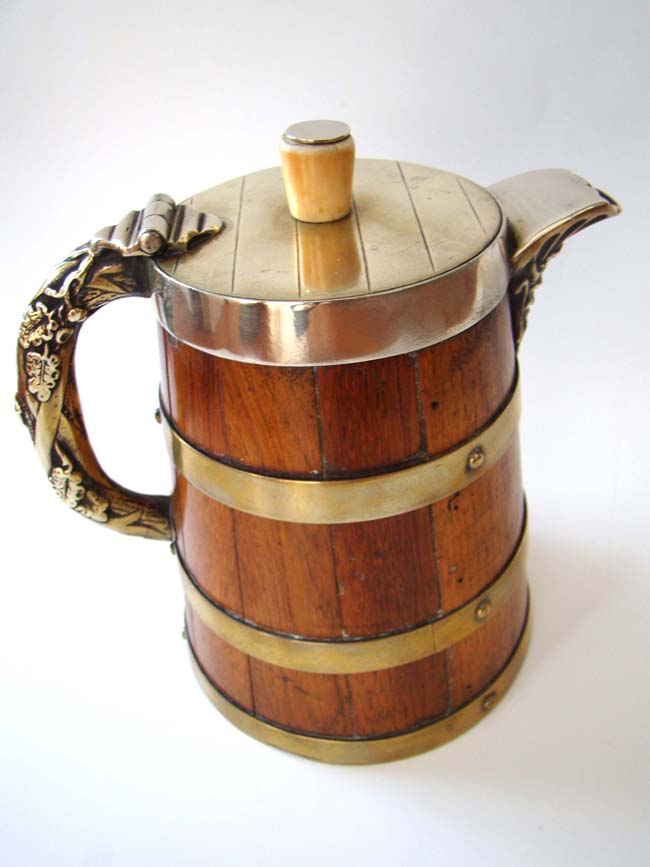 A Victorian brass bound oak Beer Tankard circa 1870